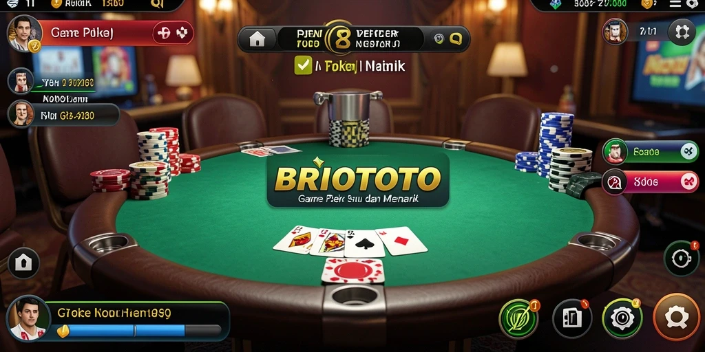 Tampilan gameplay seru dalam aplikasi Poker BRIOTOTO.
