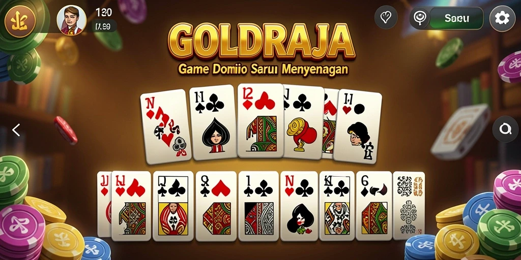 Screenshot gameplay <strong>GOLDRAJA</strong> menunjukkan suasana seru dalam permainan Domino.