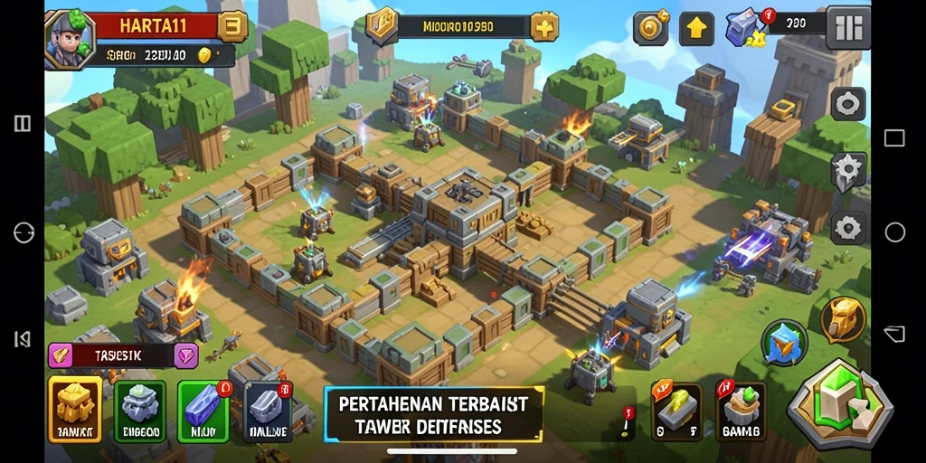 Gameplay seru HARTA11 dengan menara pertahanan strategis.