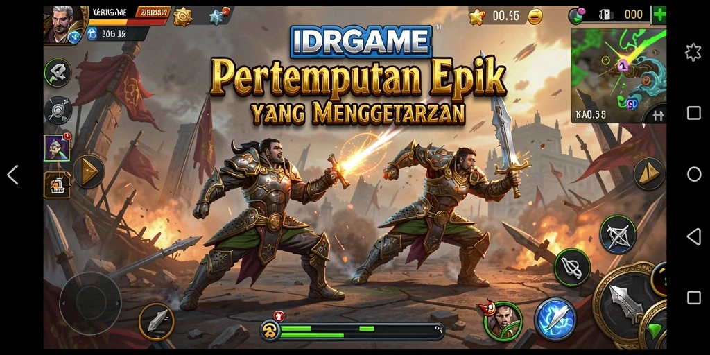 Gameplay IDRGAME menampilkan pertempuran aksi yang intens dan mendebarkan.