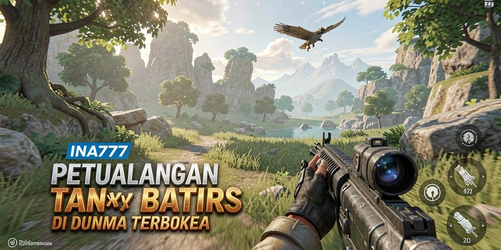 Screenshot gameplay INA777 yang menunjukkan eksplorasi dunia terbuka.