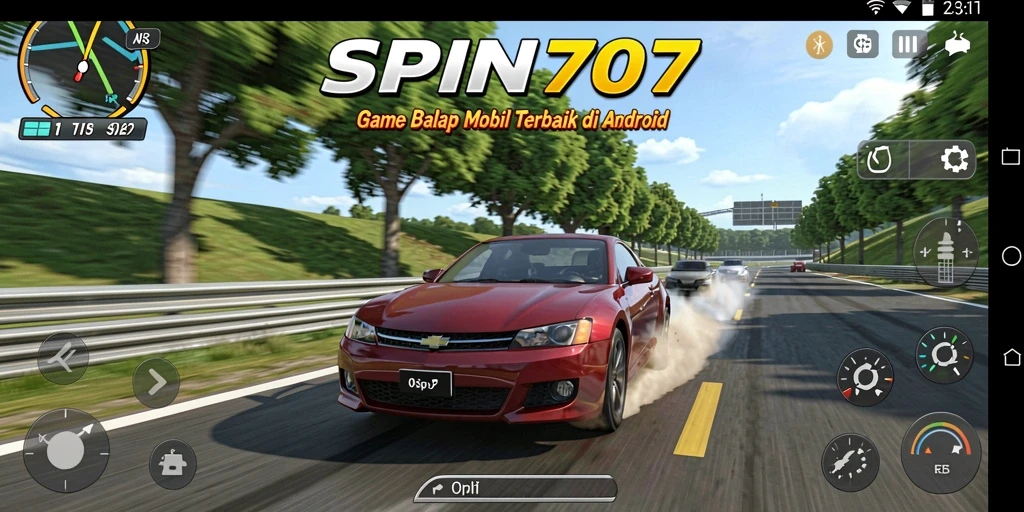 Tangkapan layar gameplay balapan intens di SPIN707.
