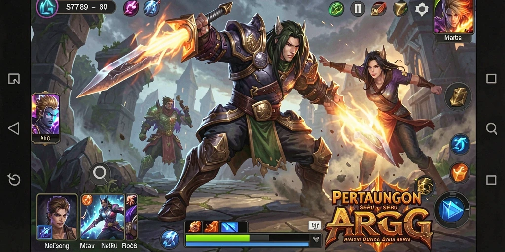 Screenshot gameplay ST789 menampilkan pertarungan seru dengan grafis yang menawan.