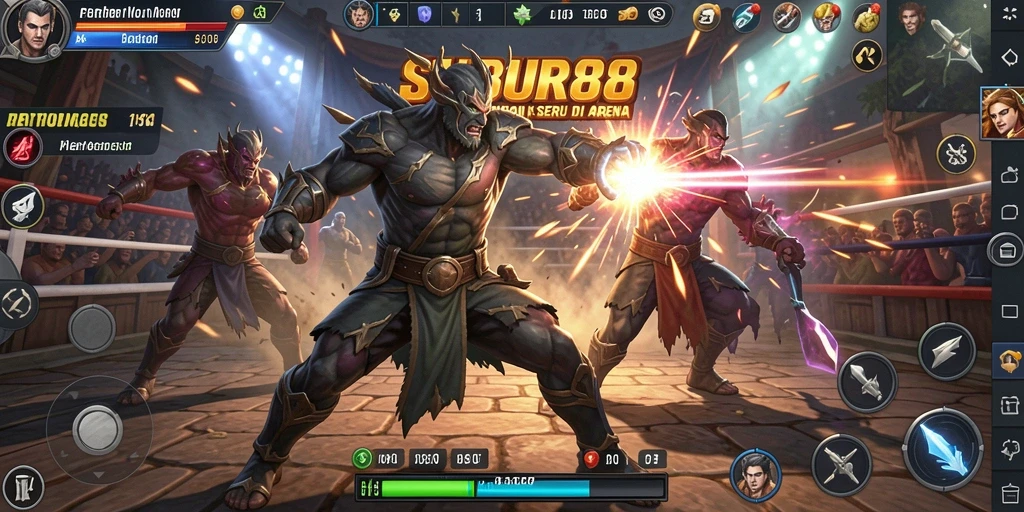 Screenshot gameplay <strong>SUBUR88</strong> menampilkan aksi pertarungan yang mendebarkan.