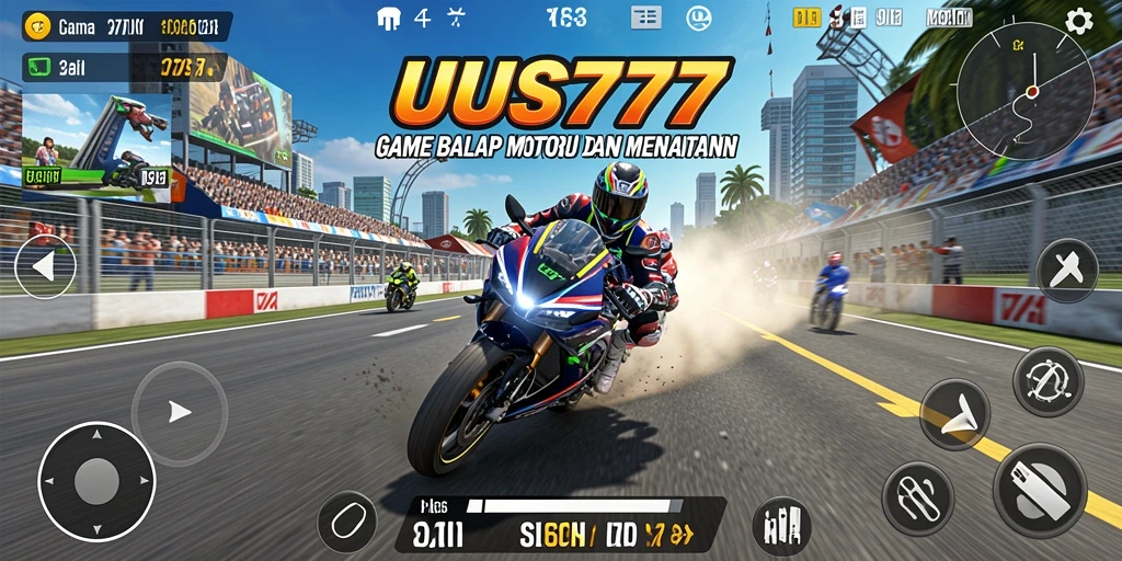 Tampilan gameplay UUS777 saat balapan motor yang menegangkan dan cepat.