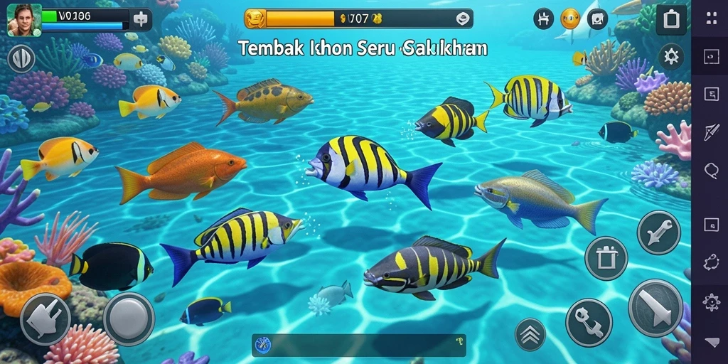 Tampilan gameplay menarik dari V07 dengan aksi tembak ikan.