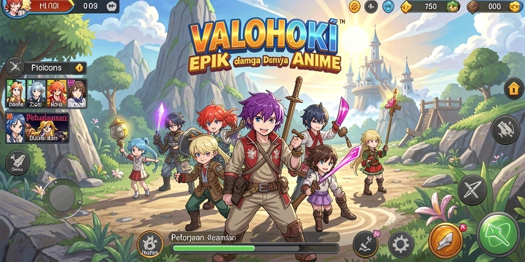 Gameplay VALOHOKI yang menampilkan pertarungan karakter Anime.
