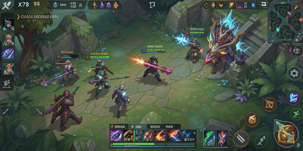 Screenshot gameplay X78 yang menunjukkan pertarungan seru antar tim.